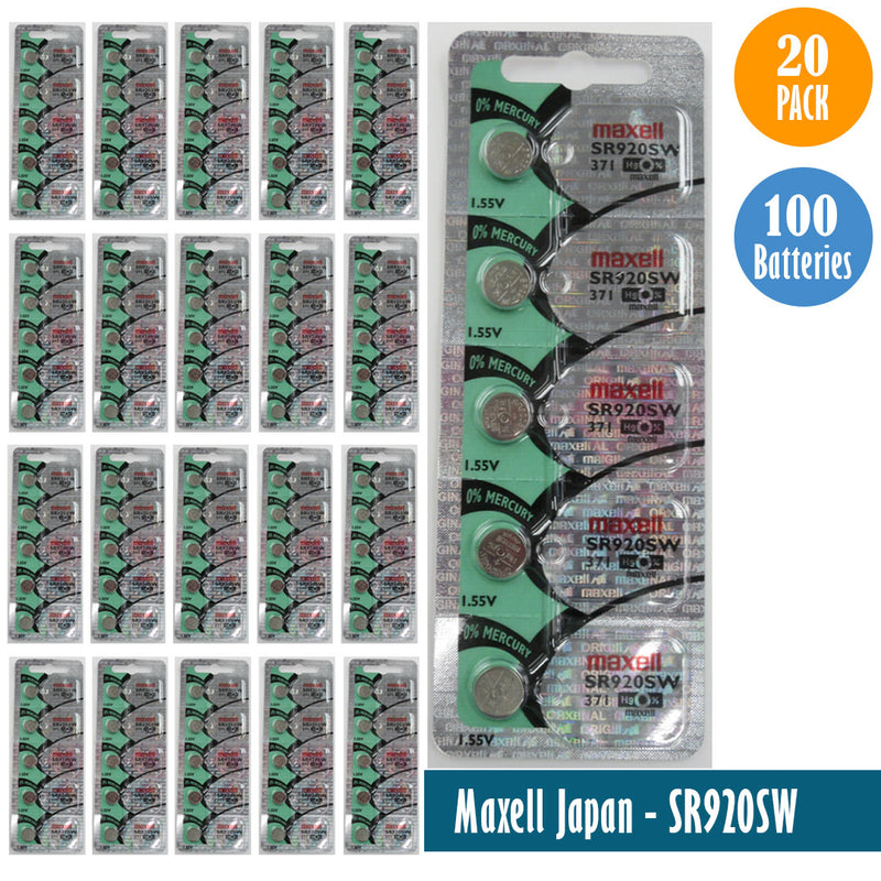 Load image into Gallery viewer, Maxell Japan - SR920SW (371) Watch Batteries Single Pack, 5 Batteries
