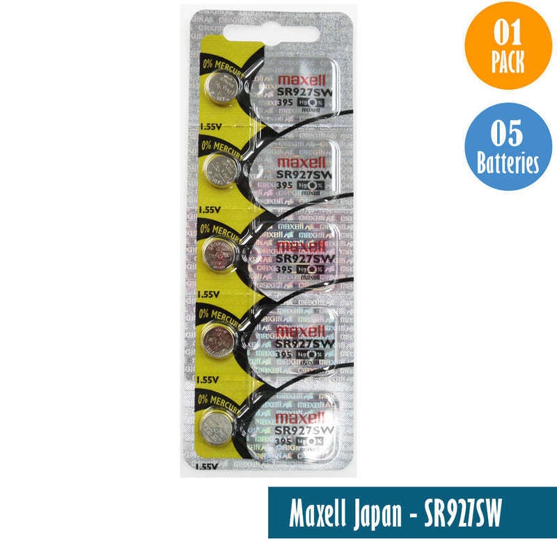 Load image into Gallery viewer, Maxell Japan - SR927SW (395) Watch Batteries Single Pack, 5 Batteries - Universal Jewelers &amp; Watch Tools Inc. 
