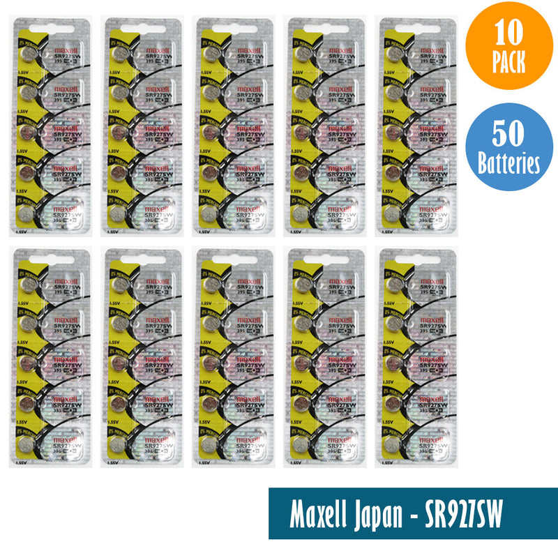 Load image into Gallery viewer, Maxell Japan - SR927SW (395) Watch Batteries Single Pack, 5 Batteries
