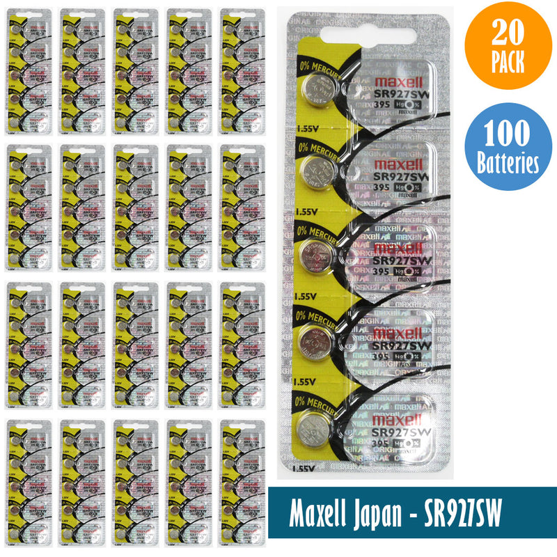 Load image into Gallery viewer, Maxell Japan - SR927SW (395) Watch Batteries Single Pack, 5 Batteries
