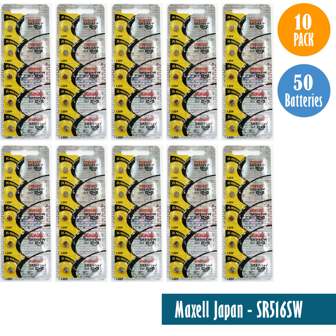 Maxell Japan - SR516SW (317) Watch Batteries Single Pack, 5 Batteries