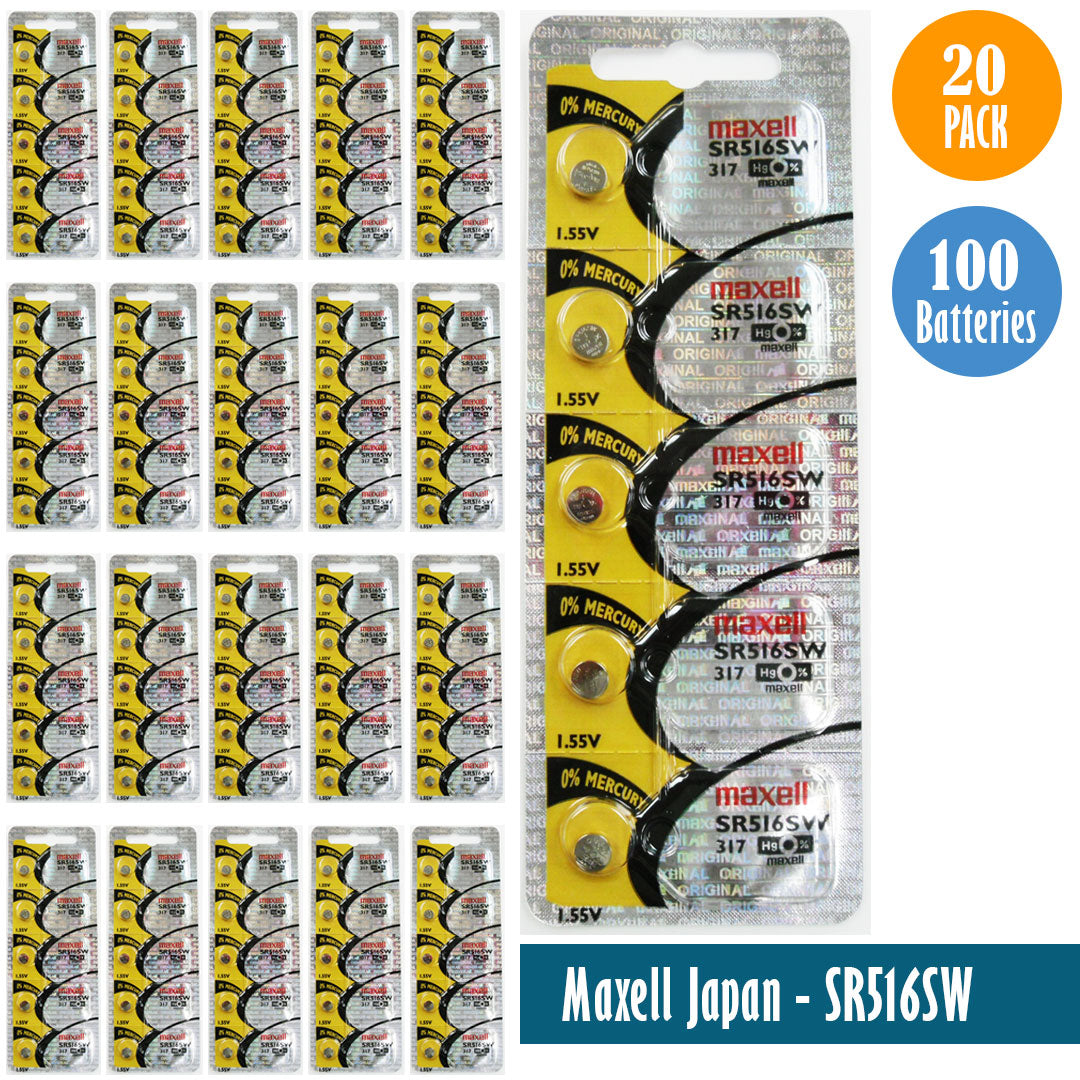 Maxell Japan - SR516SW (317) Watch Batteries Single Pack, 5 Batteries