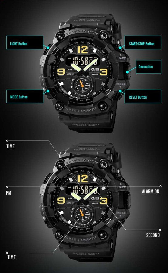 Load image into Gallery viewer, Men Sports Watch Digital and Analogue - 1637 Free Shipping in USA
