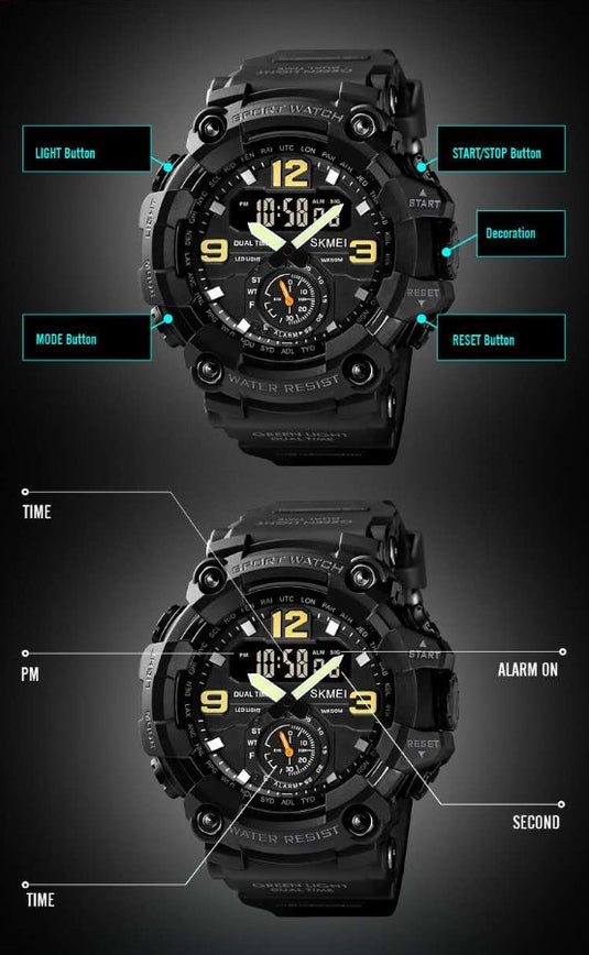 Men Sports Watch Digital and Analogue - 1637 Free Shipping in USA