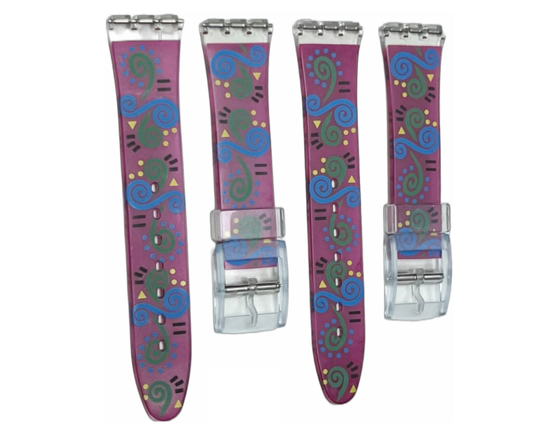 Load image into Gallery viewer, Plastic PVC Watch Band Strap Art Design Swatch Replacement Including Pins 17mm
