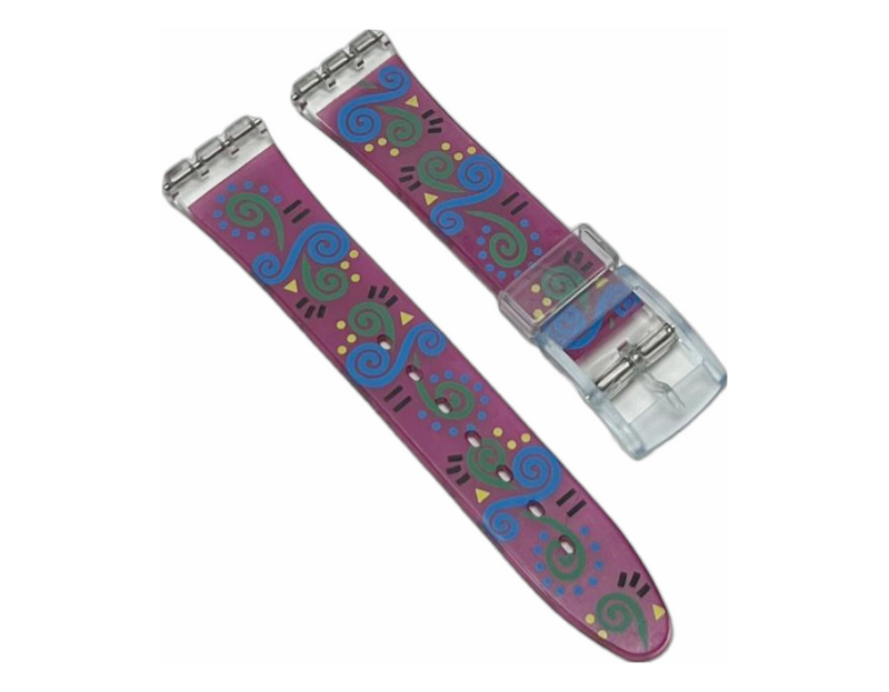 Load image into Gallery viewer, Plastic PVC Watch Band Strap Art Design Swatch Replacement Including Pins 17mm
