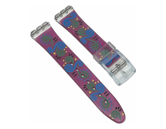 Plastic PVC Watch Band Strap Art Design Swatch Replacement Including Pins 17mm