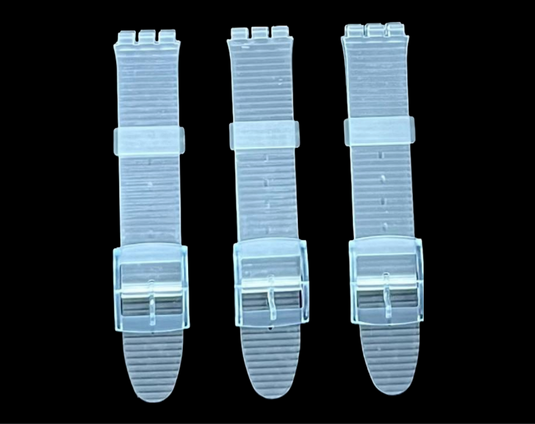 Swatch Replacement Plastic PVC Watch Band Horizontal Lines without Pins 17mm