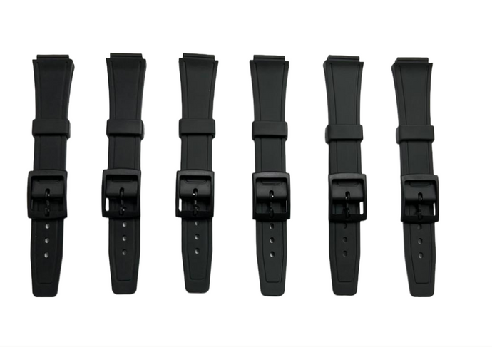 Water Resistant PVC Sliding Watch Band Strap 16mm Fits Casio and Others