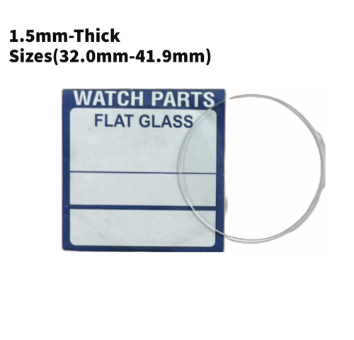 Watch Crystal Flat Round Mineral Glass Crystal 1.5mm Thick (32.0mm-41.9mm)