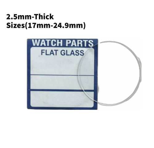 Watch Crystal Flat Round Mineral Glass Crystal 2.5mm Thick (17.0mm-24.9mm)