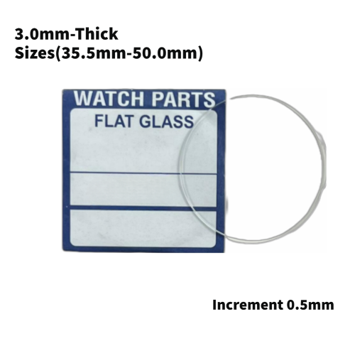 Watch Crystal Flat Round Mineral Glass Crystal 3.0mm Thick (40.0mm-50.0mm)