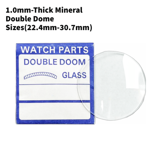 Watch Crystal Double Domed Round Mineral Glass Crystal 1.0mm Thick (22.4mm-30.7mm)