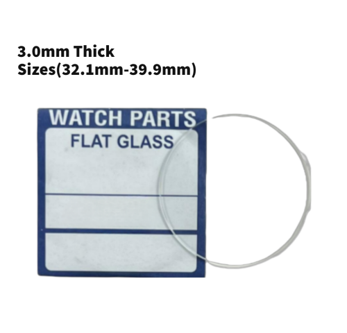 Watch Crystal Flat Round Mineral Glass Crystal 3.0mm Thick (32.1mm-39.0mm)