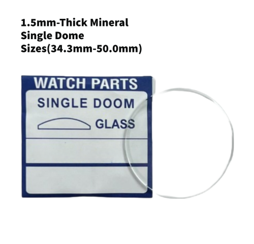 Watch Crystal Single Domed Round Mineral Glass Crystal 1.5mm Thick (33.4mm-50.0mm)