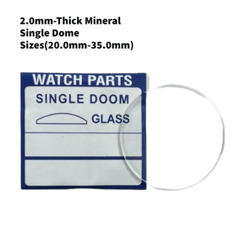 Watch Crystal Single Domed Round Mineral Glass Crystal 2.0mm Thick (20.0mm-35.0mm)