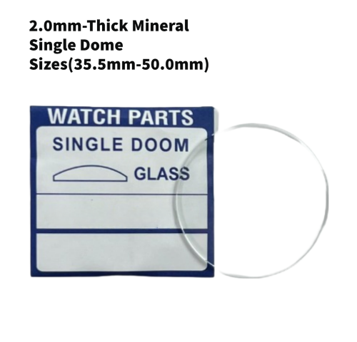 Watch Crystal Single Domed Round Mineral Glass Crystal 2.0mm Thick (35.5mm-50.0mm)