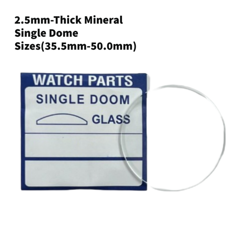 Watch Crystal Single Domed Round Mineral Glass Crystal 2.5mm Thick (35.5mm-50.0mm)