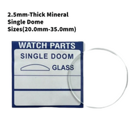 Watch Crystal Single Domed Round Mineral Glass Crystal 2.5mm Thick (20.0mm-35.0mm)