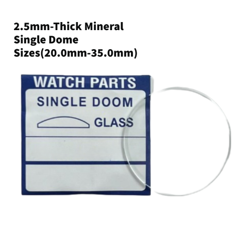 Watch Crystal Single Domed Round Mineral Glass Crystal 2.5mm Thick (20.0mm-35.0mm)