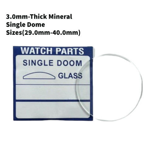 Watch Crystal Single Domed Round Mineral Glass Crystal 3.0mm Thick (29.0mm-40.0mm)