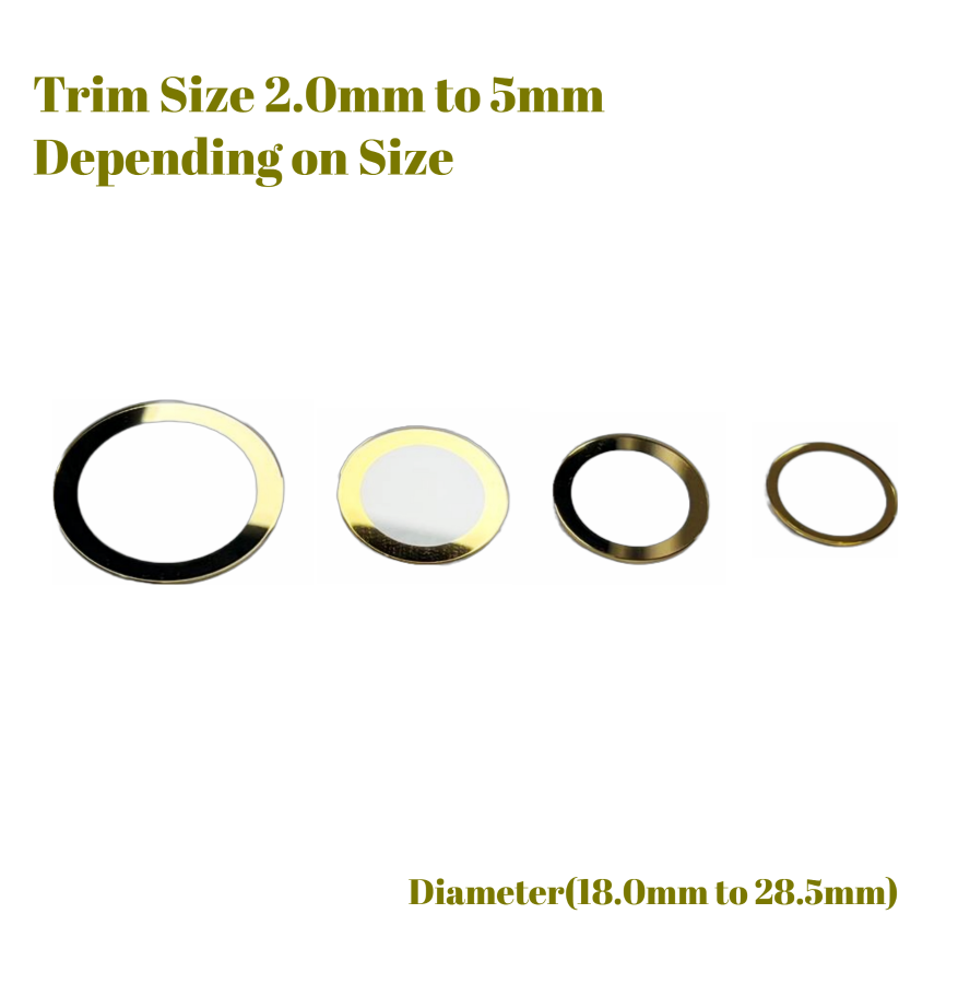 Watch Crystal Flat Round Mineral Glass Crystal Thickness 1.0mm with Gold Trim Diameter(18.0mm to 28.5mm)