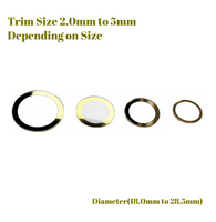 Watch Crystal Flat Round Mineral Glass Crystal Thickness 1.0mm with Gold Trim Diameter(18.0mm to 28.5mm)
