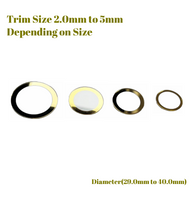 Watch Crystal Flat Round Mineral Glass Crystal Thickness 1.0mm with Gold Trim Diameter(29.0mm to 40.0mm)