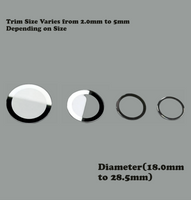 Watch Crystal Flat Round Mineral Glass Crystal Thickness 1.0mm with Silver Trim Diameter(18.0mm to 28.5mm)