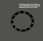 Watch Crystal Flat Round Mineral Glass Crystal Black Trim With Gold Roman Numerals Thick 1.0mm Diameter(18.0mm to 25.5mm)