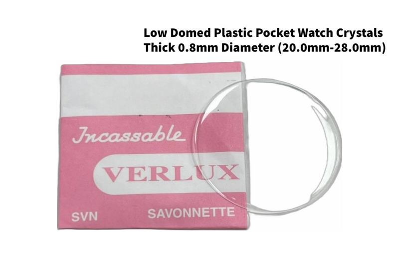 Load image into Gallery viewer, Low Domed Plastic Crystals fits Hunting Case Pocket Watch, Height 0.8 mm Diameter(20.0mm-28.0mm)
