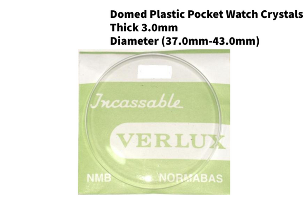 Domed Acrylic Plastic Crystals for Pocket Watch, Domed Height 3.0mm Diameter (37.0mm-43.0mm)