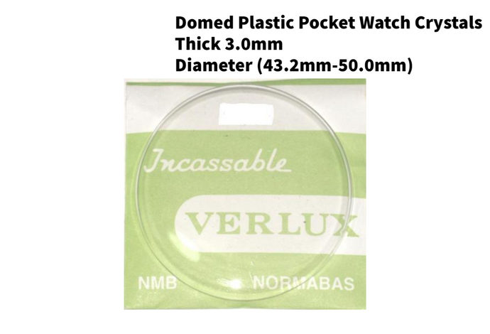 Domed Acrylic Plastic Crystals for Pocket Watch, Domed Height 3.0mm Diameter (43.2mm-50.0mm)