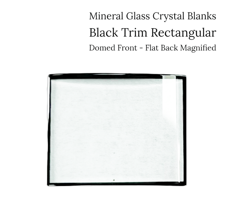 Load image into Gallery viewer, Watch Crystal Domed Flat Back Magnified Mineral Glass Crystal with Black Trim 1mm Blanks in Rectangular Shape (Various Sizes)
