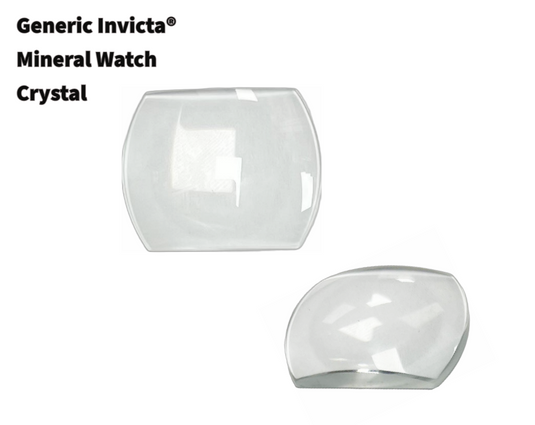 Mineral Crystals to Fit Invicta Rectangular 2 Sides Round Shape Magnified w/Flat Back sides (29.7×22.2×6.8)mm→(Width×Height×Thick)