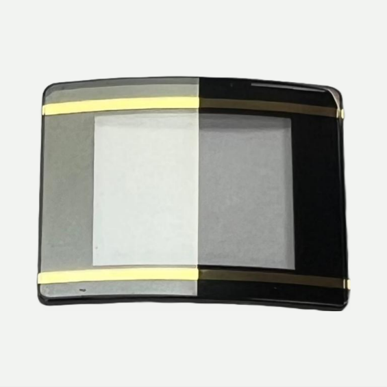 Mineral Crystals to Fit Rado Double Domed Rectangular Black Trim w/Golden Lines (23.4×19.6×2.27×1.0)mm→(Width×Height×Dome Height×Edge Thick)