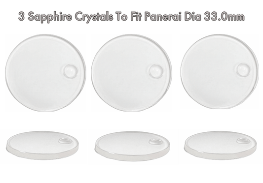 3PCS Sapphire Crystals to Fit PANERAI Domed with Date(Cyclop) (33.0*×3.2*2.5mm) - Universal Jewelers & Watch Tools Inc.