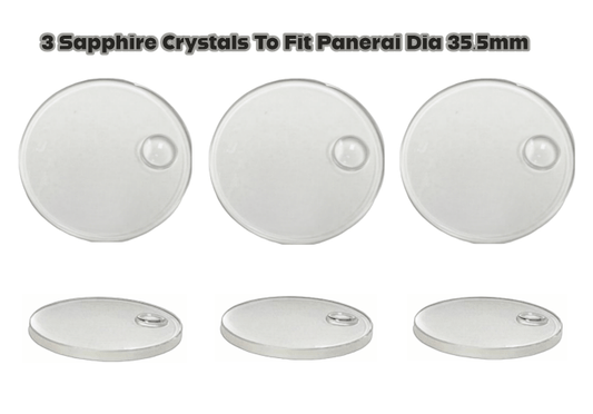 3Pcs. Sapphire Crystals to Fit Panerai Model: PAM00355 (36.5*3.7*1.9mm) - Universal Jewelers & Watch Tools Inc.
