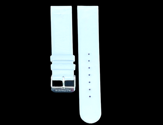 White 20MM Unstitched Genuine Leather Watch Band Strap with Plain Smooth Finish