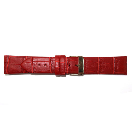 Genuine Leather Watch Band 12-24mm Flat Alligator Grain Black Brown Blue Red Yellow - Universal Jewelers & Watch Tools Inc. 