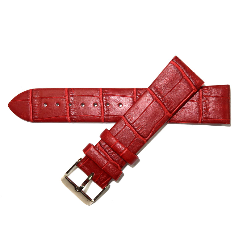 Load image into Gallery viewer, Genuine Leather Watch Band 12-24mm Flat Alligator Grain Black Brown Blue Red Yellow - Universal Jewelers &amp; Watch Tools Inc. 
