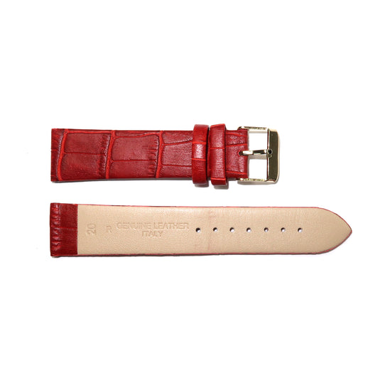 Genuine Leather Watch Band 12-24mm Flat Alligator Grain Black Brown Blue Red Yellow - Universal Jewelers & Watch Tools Inc. 