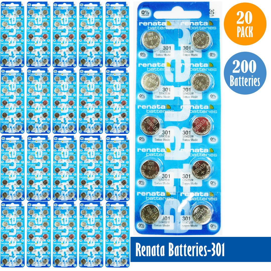 Renata-Batteries-301-1-pack-10-batteries, Replaces-SR43SW, Watch-Batteries, Swiss Made - Universal Jewelers & Watch Tools Inc. 