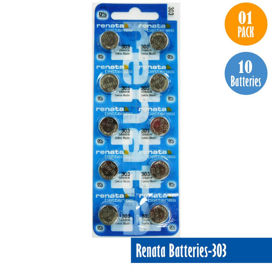 Renata-Batteries-303-1-pack-10-batteries, Replaces-SR44SW, Watch-Batteries, Swiss Made - Universal Jewelers & Watch Tools Inc. 