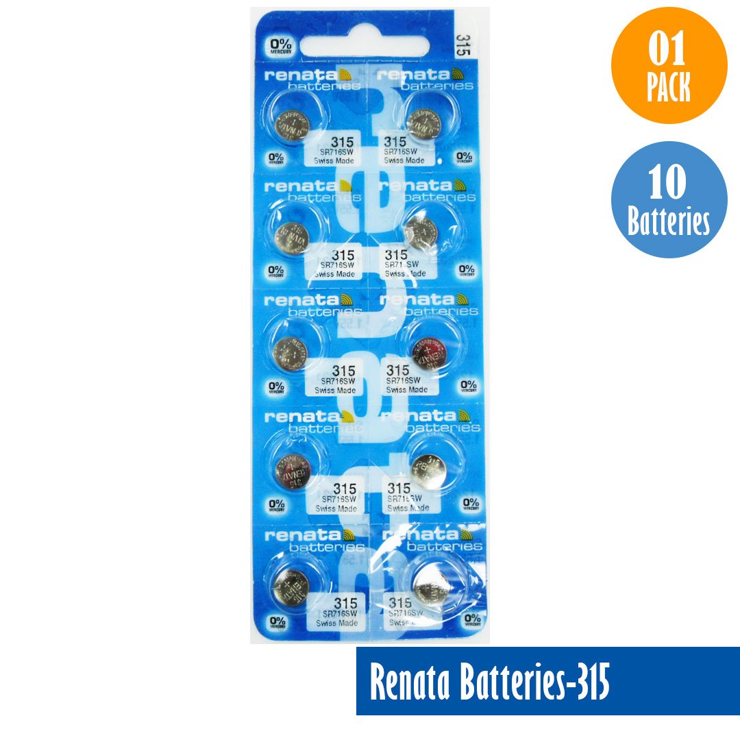 Renata-Batteries-315-1-pack-10-batteries, Replaces-SR716SW, Watch-Batteries, Swiss Made - Universal Jewelers & Watch Tools Inc. 