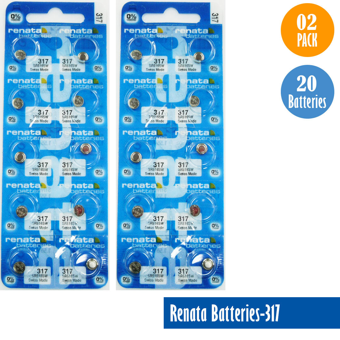 Renata-Batteries-317-1-pack-10-batteries, Replaces-SR516SW, Watch-Batteries, Swiss Made - Universal Jewelers & Watch Tools Inc. 