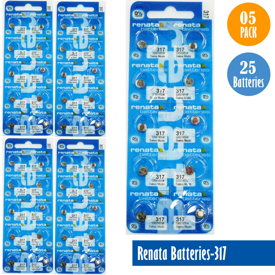 Renata-Batteries-317-1-pack-10-batteries, Replaces-SR516SW, Watch-Batteries, Swiss Made - Universal Jewelers & Watch Tools Inc. 