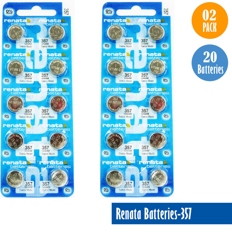 Load image into Gallery viewer, Renata-Batteries-357-1-pack-10-batteries, Replaces-SR44W, Watch-Batteries, Swiss Made - Universal Jewelers &amp; Watch Tools Inc. 
