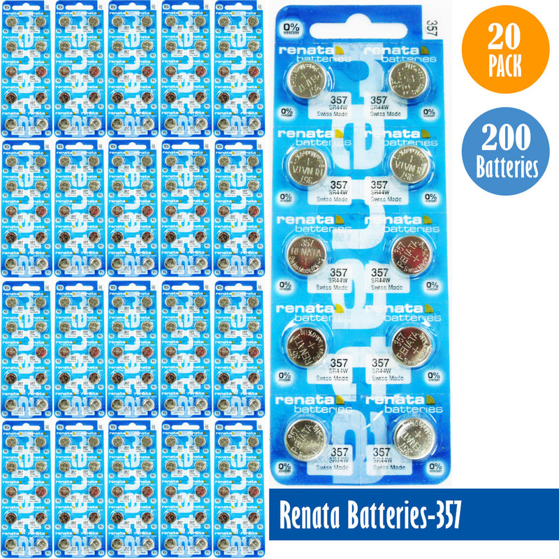 Load image into Gallery viewer, Renata-Batteries-357-1-pack-10-batteries, Replaces-SR44W, Watch-Batteries, Swiss Made - Universal Jewelers &amp; Watch Tools Inc. 
