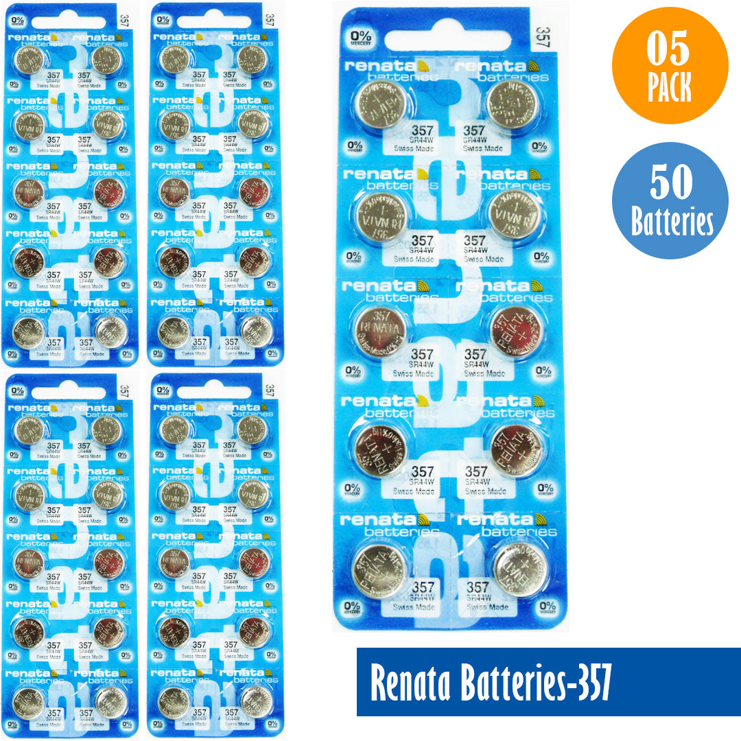 Renata-Batteries-357-1-pack-10-batteries, Replaces-SR44W, Watch-Batteries, Swiss Made - Universal Jewelers & Watch Tools Inc. 